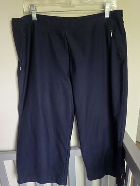 Lucy Navy Womens Cropped Athletic Pants With Zippered Pocket Size XL